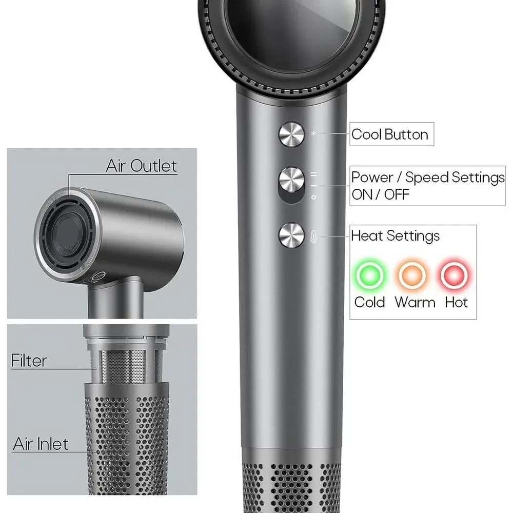 Professional 3-Color LED‎ Ring Hair Dryer with Multiple Heat Settings - Picture 3 of 15